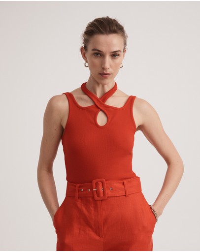 Witchery Cotton Rib Strap Tank