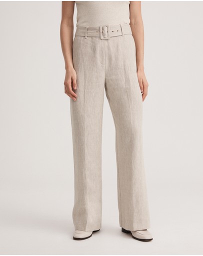 Witchery Yarn Dye Linen Belted Trouser
