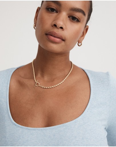 Witchery Cotton Rib Wide Neck Top