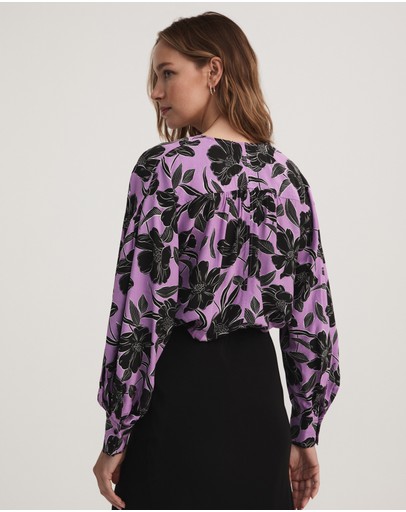 Witchery Vivid Purple Printed Blouse