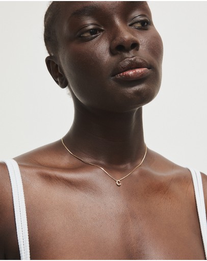 Witchery Sterling Silver Initial Necklace Gold