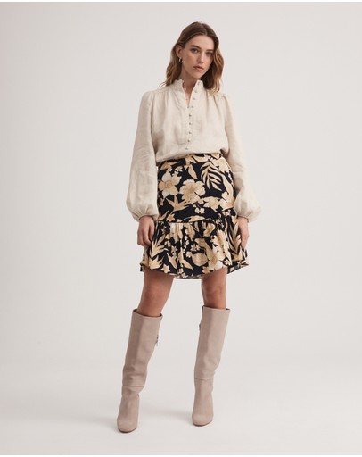 Witchery Linen High Neck Blouse