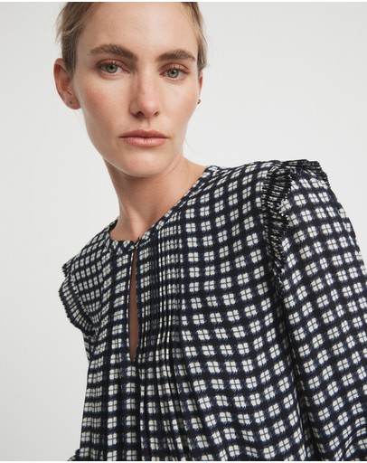 Witchery Check Pintuck Blouse