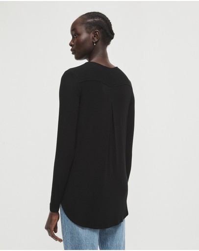 Witchery Rib Long Sleeve V Neck Tee