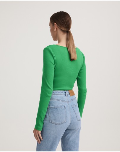 Witchery Cotton Rib Wide Neck Top