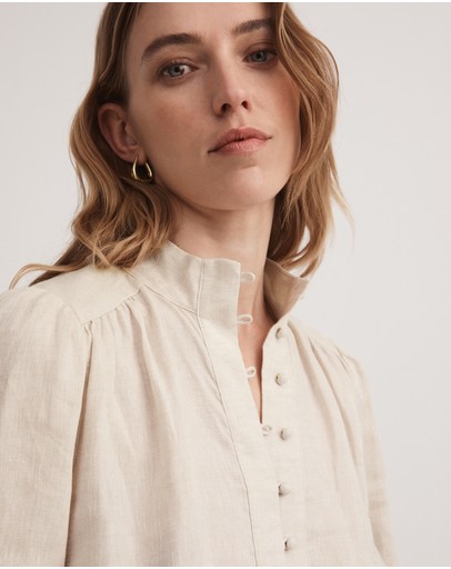 Witchery Linen High Neck Blouse