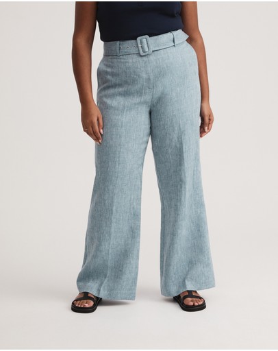 Witchery Yarn Dye Linen Belted Trouser