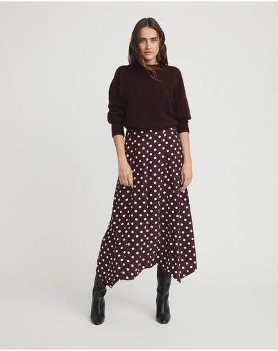 Witchery Viscose Small Spot Drop Hem Skirt
