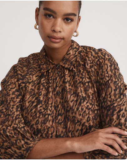 Witchery Kitty Print Mini Shirt Dress