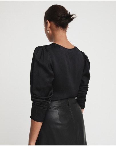 Witchery Hammered Viscose Long Sleeve Blouse