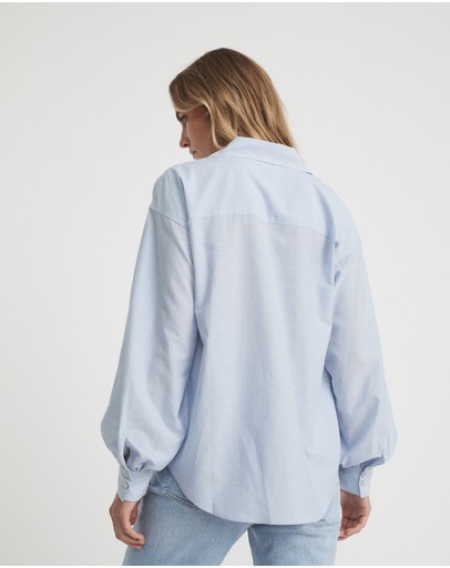 Witchery Stripe Half Placket Shirt