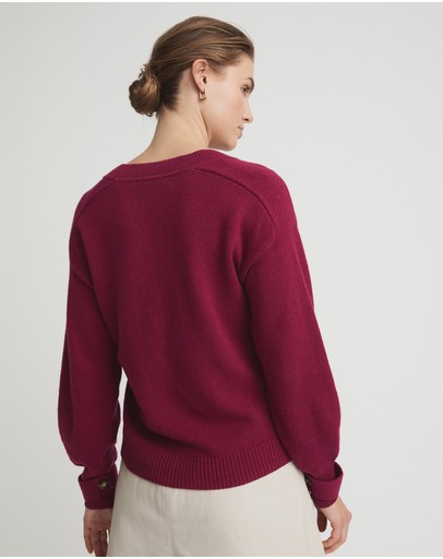 Witchery V Neck Tab Cuff Knit