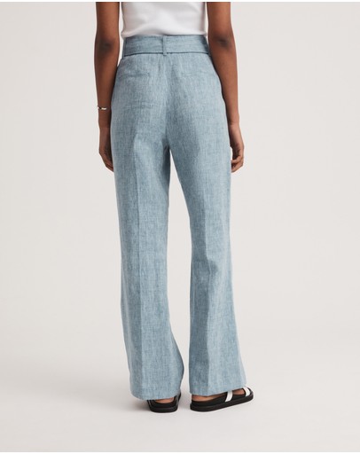 Witchery Yarn Dye Linen Belted Trouser