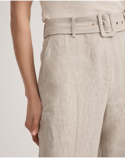 Witchery Yarn Dye Linen Belted Trouser