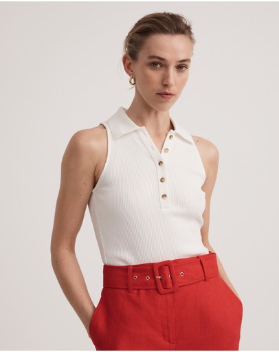 Witchery Cotton Rib Henley Tank