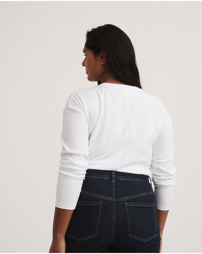 Witchery Cotton Tie Long Sleeve Top