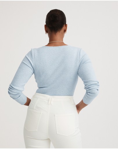 Witchery Cotton Rib Wide Neck Top