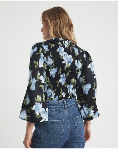 Witchery Soft Floral Shirred Blouse