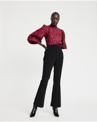 Witchery Leaf Dot High Neck Blouse