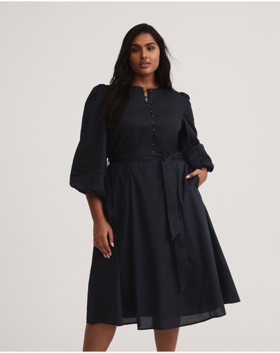 Witchery Cotton Self Stripe Trim Dress