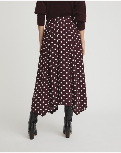 Witchery Viscose Small Spot Drop Hem Skirt