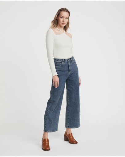 Witchery Cotton Halter Long Sleeve Top