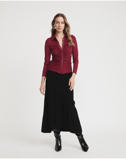 Witchery Button Front Gathered Top