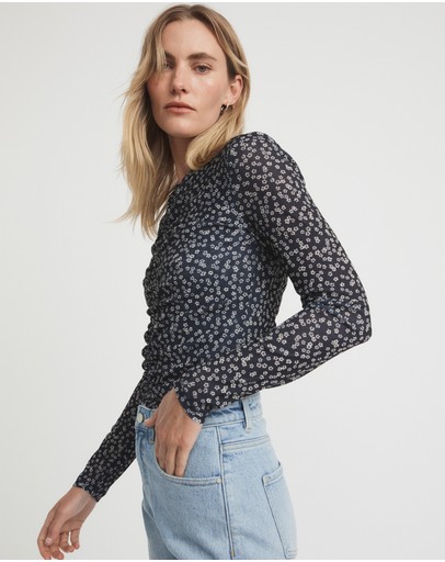 Witchery Floral Ocelot Mesh Top