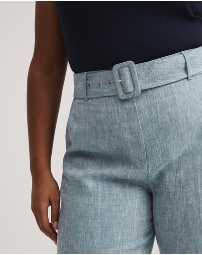 Witchery Yarn Dye Linen Belted Trouser