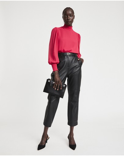 Witchery Shirred High Neck Blouse