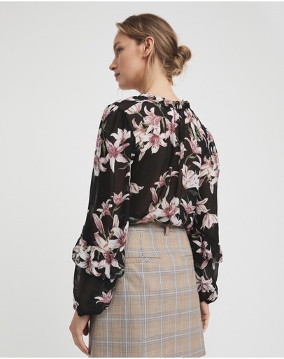 Witchery Lily Print Ruffle Detail Blouse