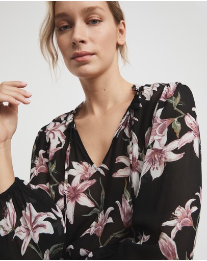 Witchery Lily Print Ruffle Detail Blouse