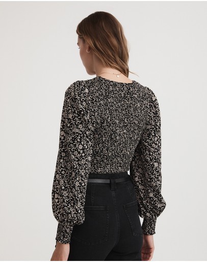 Witchery Foulard Shirred V Neck Top