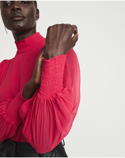 Witchery Shirred High Neck Blouse