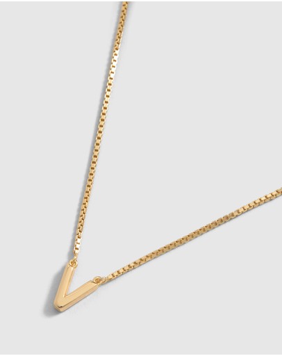 Witchery Sterling Silver Initial Necklace Gold