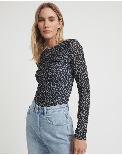 Witchery Floral Ocelot Mesh Top