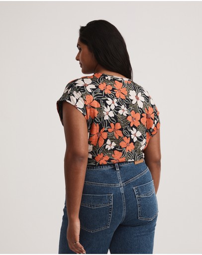 Witchery Tribal Linen V Neck Tee