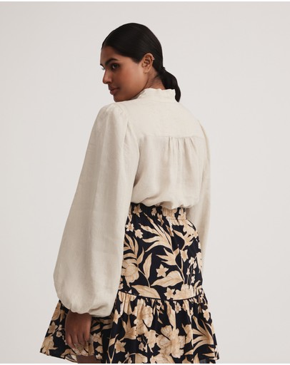 Witchery Linen High Neck Blouse