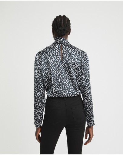Witchery Floral Ocelot Silk Pussybow Blouse