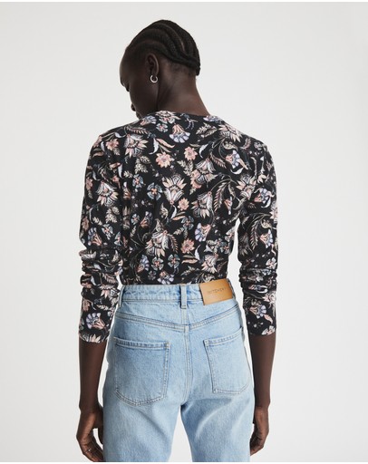 Witchery Linen Blend Long Sleeve Top