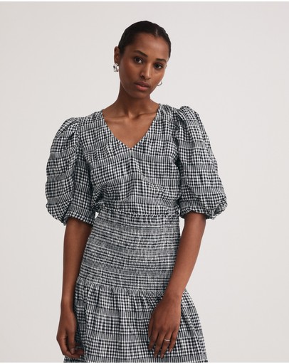Witchery Seersucker Gingham Blouse