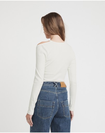 Witchery Cotton Halter Long Sleeve Top