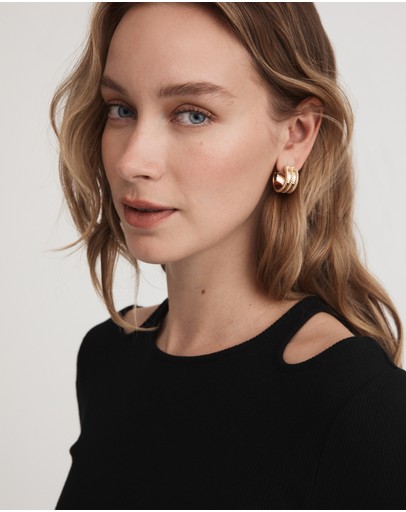 Witchery Cotton Rib Cut Out Long Sleeve Top