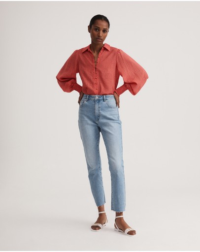 Witchery Texture Oak Leaf Print Blouse