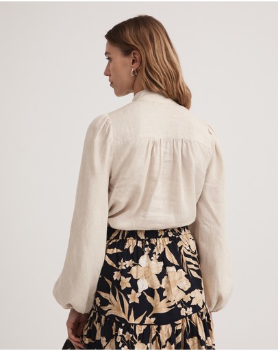 Witchery Linen High Neck Blouse