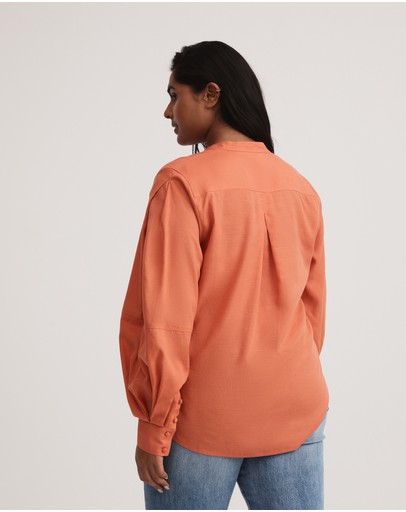 Witchery Yoke Detail Pleat Sleeve Blouse