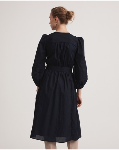 Witchery Cotton Self Stripe Trim Dress