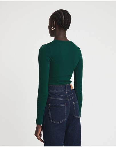 Witchery Cotton Halter Long Sleeve Top