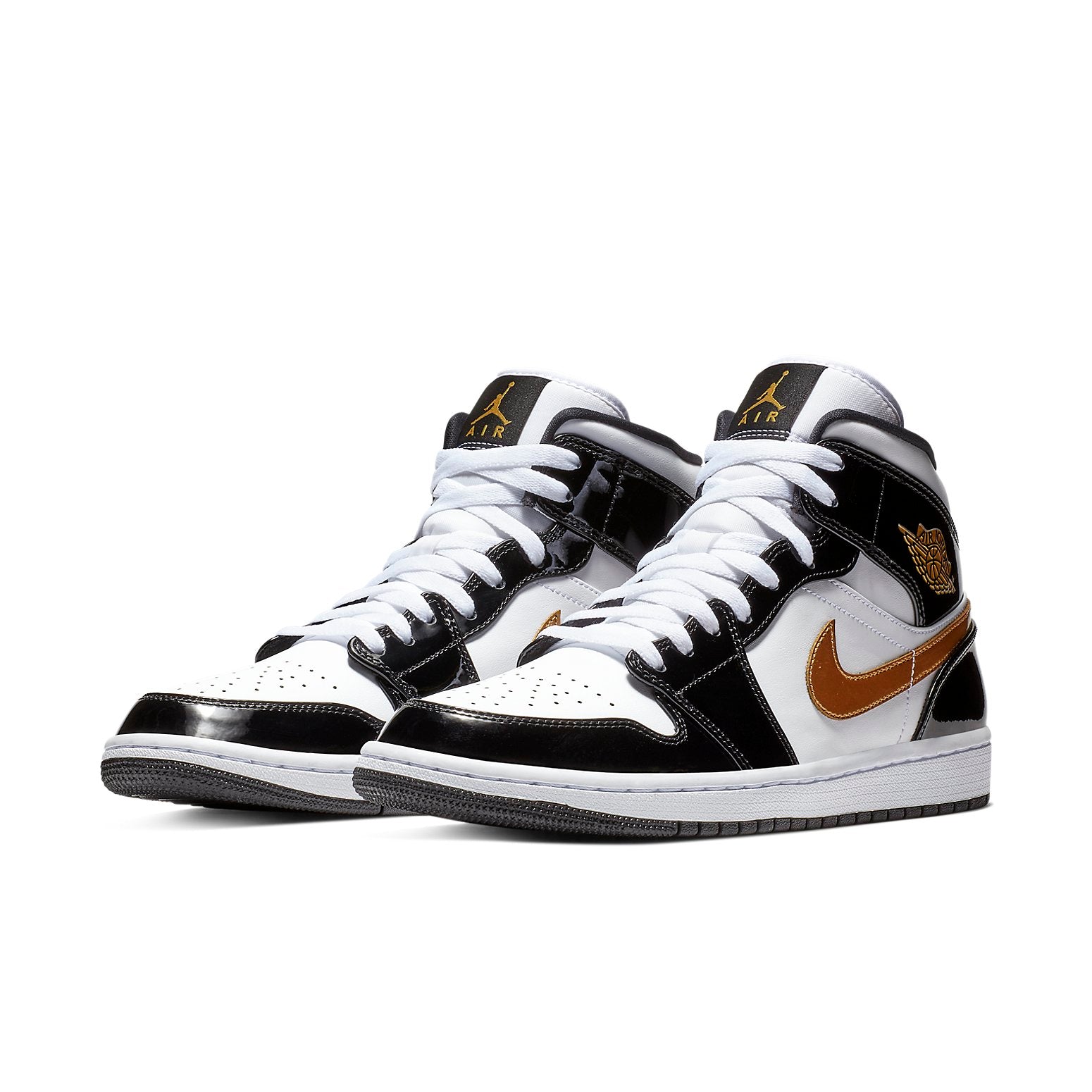 air jordan 1 mid patent black gold