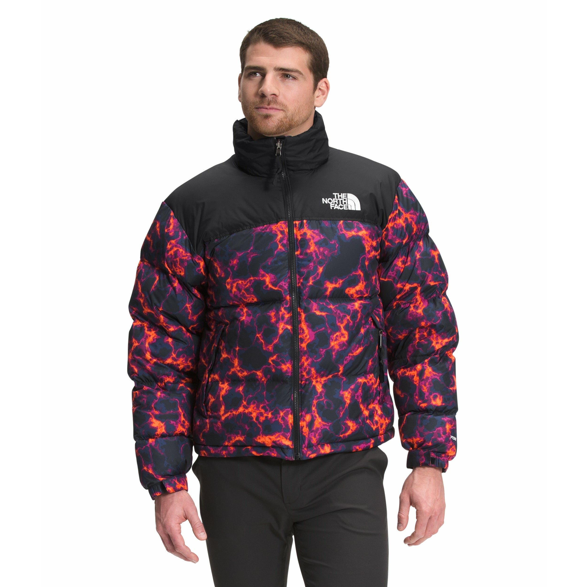 The North Face Men's Printed 1996 Retro Nuptse Jacket in TNF Black Marble Camo Print